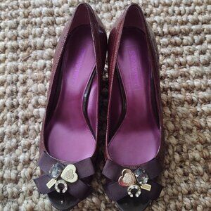 COACH Poppy 💕Charms + Bow Brown Patent•Leather Shoes~ Size 7.5